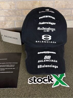 Balenciaga Rare Cap Men's Black Logo-Print Baseball Cap